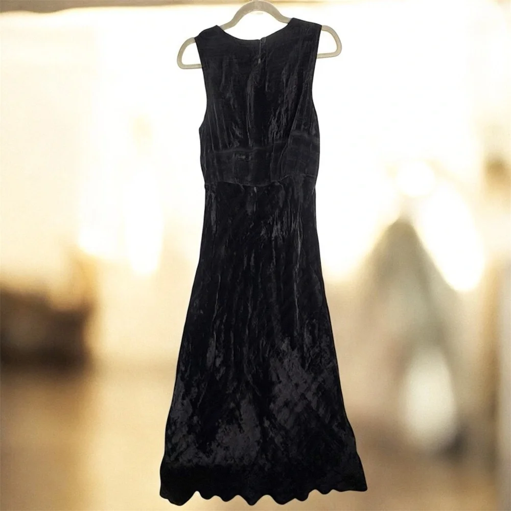 VTG Nostalgia Embroidered Velvet Black Maxi Cocktail Sheath Dress - Large - Picture 2 of 9